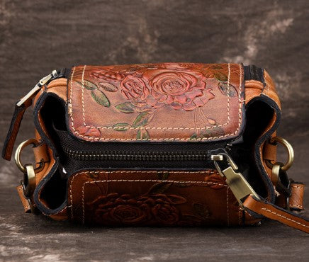 Fashionable Leather Vintage Embossed Handbag
