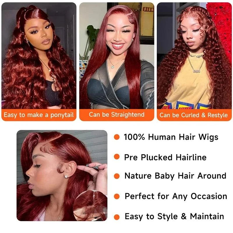 Body Wave Reddish Brown 13x6 Lace Front Human Hair Wig