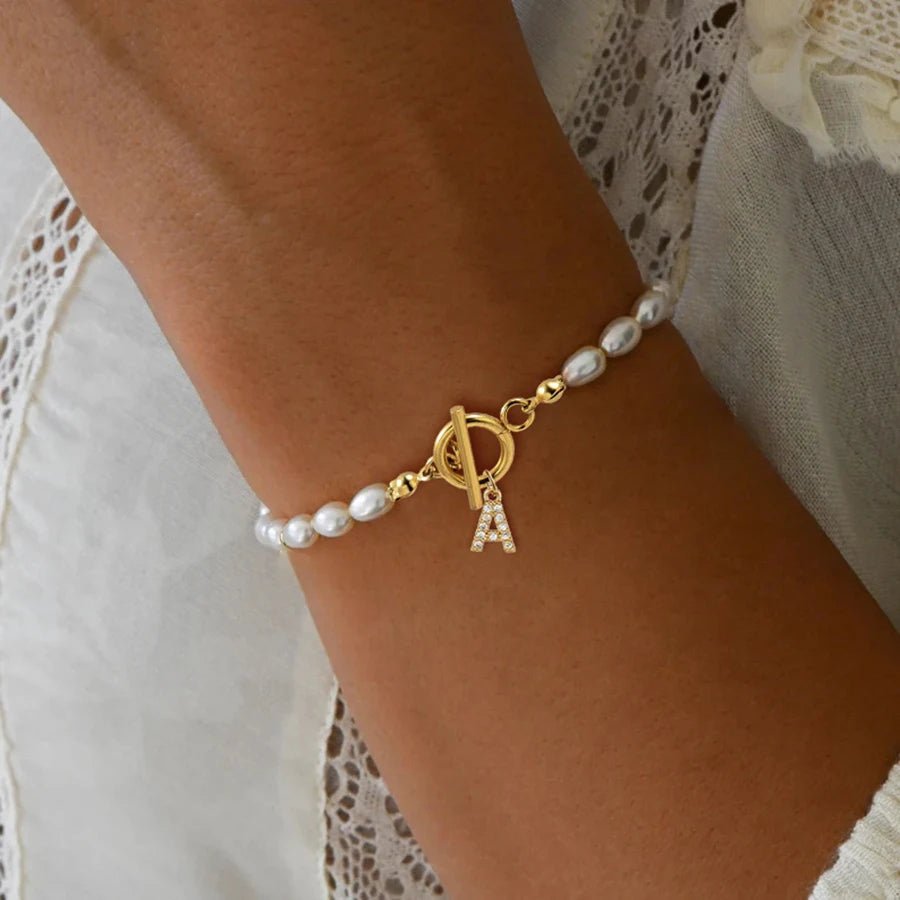 Pave Zircon 26 Initial Bracelet - Tucan Trading