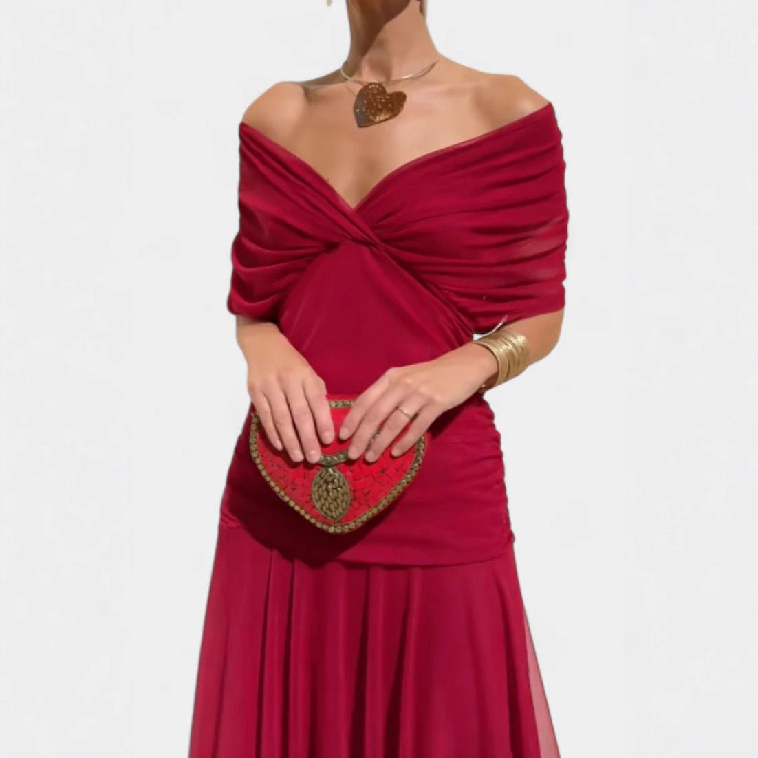 Chiffon Short - sleeved Summer V - neck Long Dress - Tucan Trading