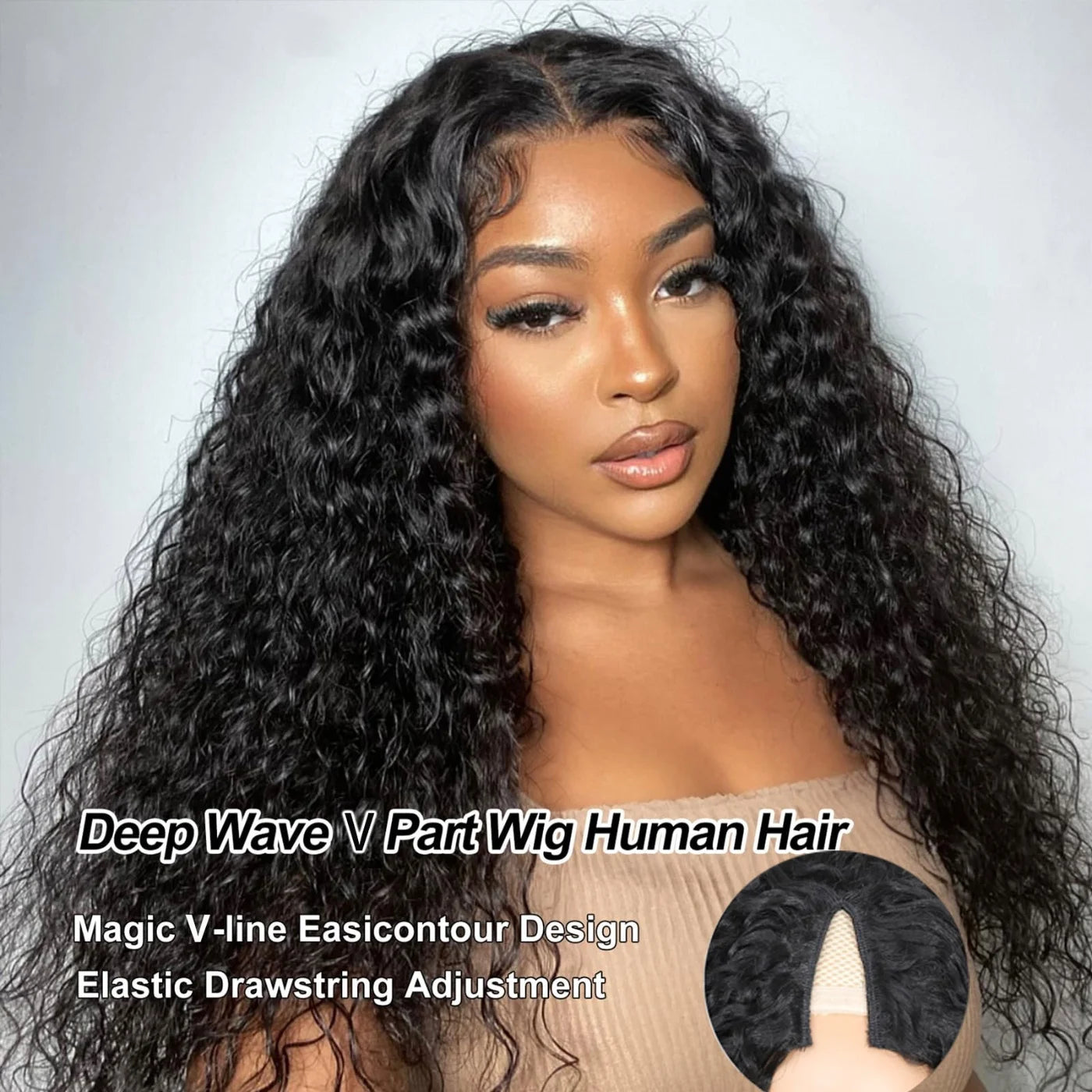 Brazilian V-Part Curly Human Hair Wig