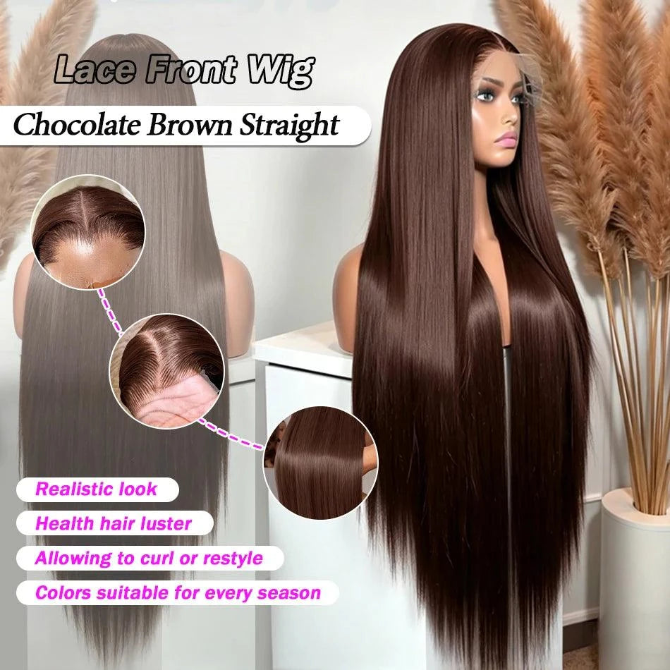 HD Chocolate Brown 13x4 Straight Lace Front Brazilian Wig