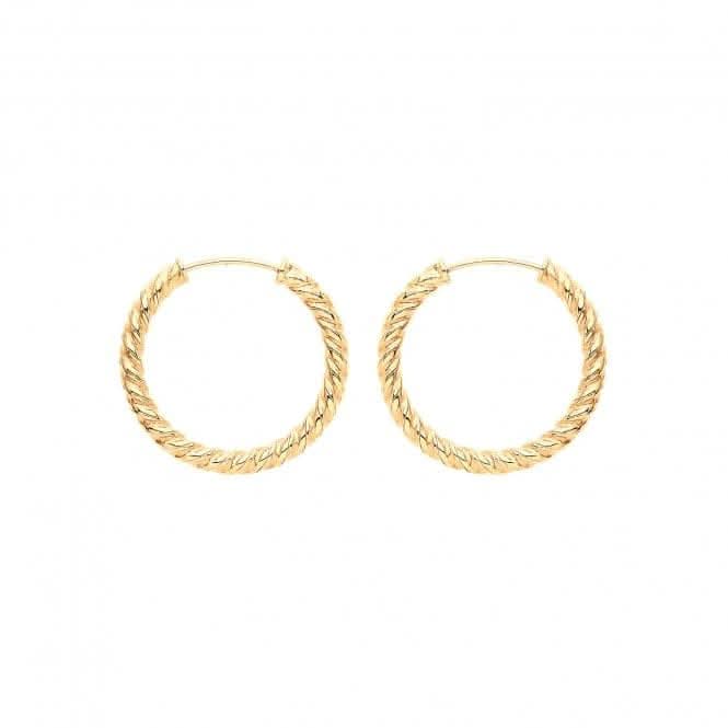 9ct Yellow Gold 21mm Twisted Sleepers ES181 - Tucan Trading