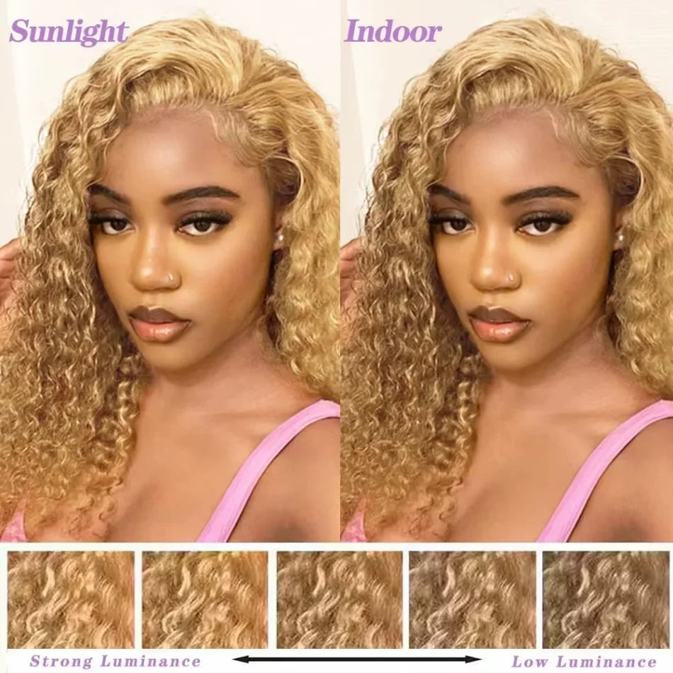 34-38 Inch Honey Blonde Human Hair Wig Lace Front Wig