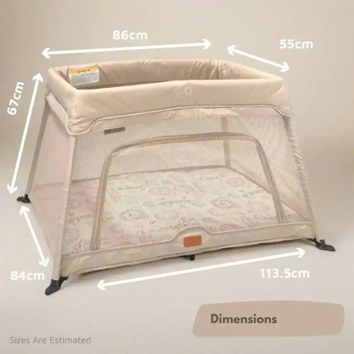 Airpod 3 Travel Cot Includes Newborn Bassinet Insert - Beige - Tucan Trading