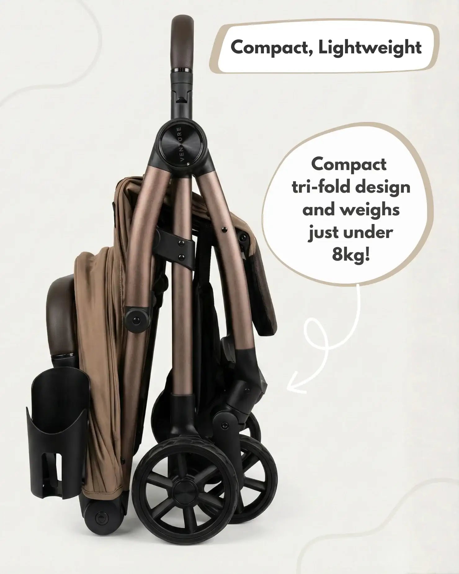 Venture Avio Compact Travel Baby Stroller - Truffle - Tucan Trading