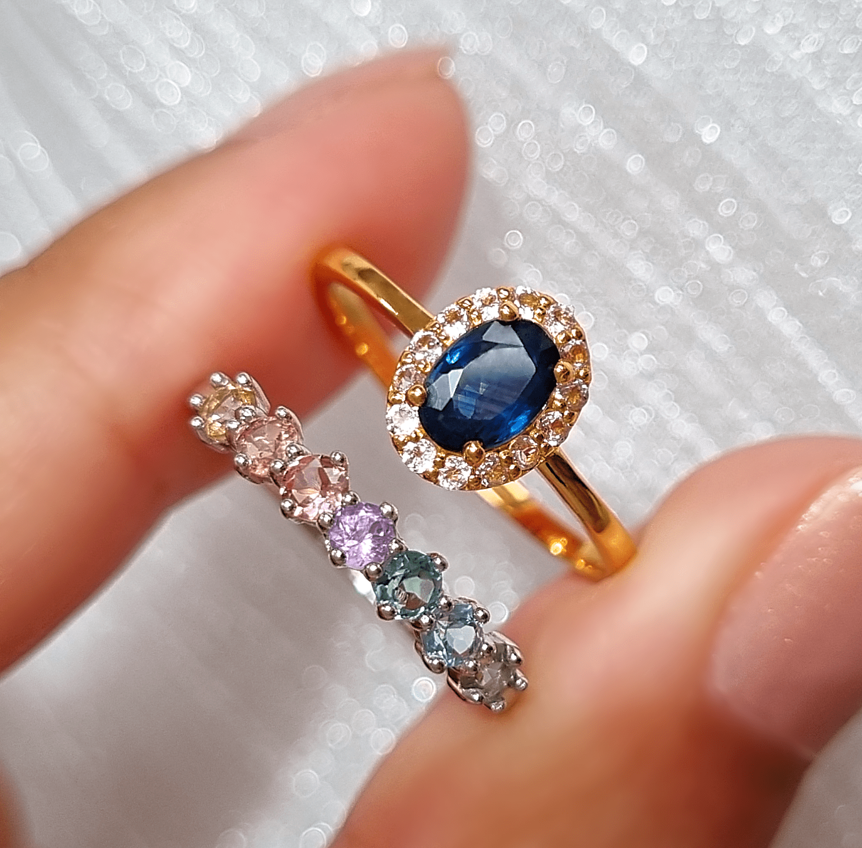 Blue Sapphire Ring in 18k Gold Vermeil - Tucan Trading