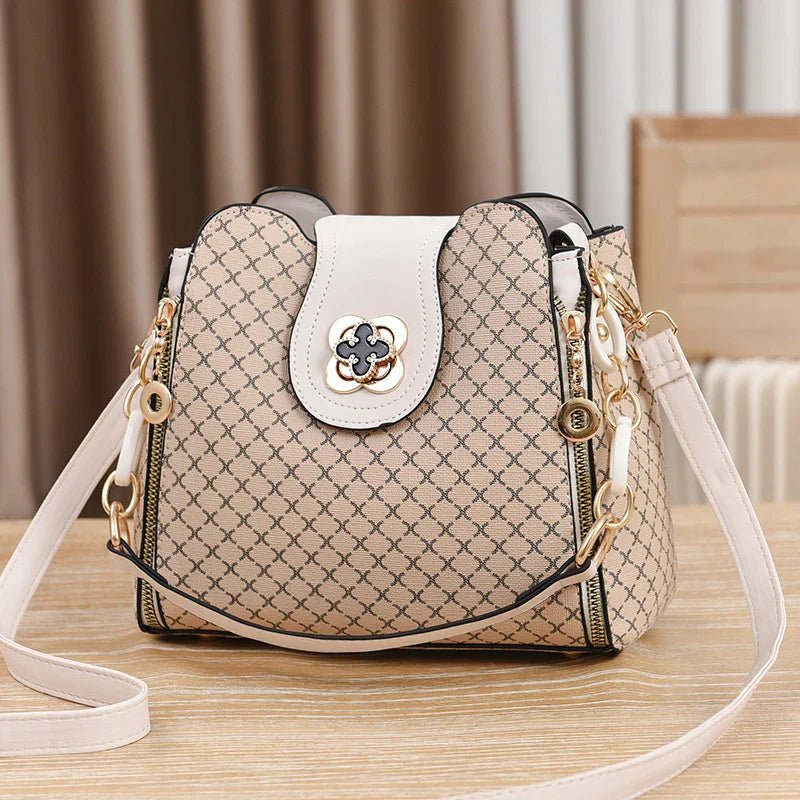 New Women Handbag Bag Luxury Design Bucket Shoulder Crossbody Bag Flip Check Print Large Capacity Single Shoulder Straddle Bag - Tucan Trading