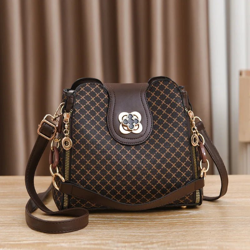 New Women Handbag Bag Luxury Design Bucket Shoulder Crossbody Bag Flip Check Print Large Capacity Single Shoulder Straddle Bag - Tucan Trading