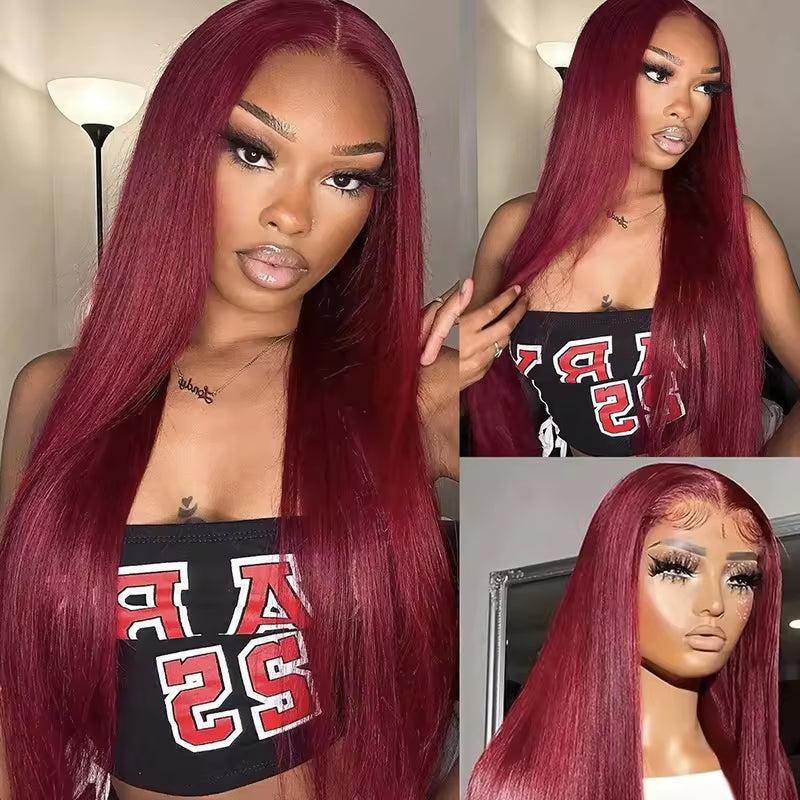 13x4 HD Burgundy Lace Front Human Hair