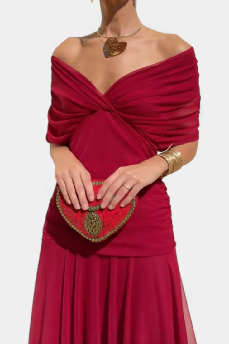 Chiffon Short - sleeved Summer V - neck Long Dress - Tucan Trading