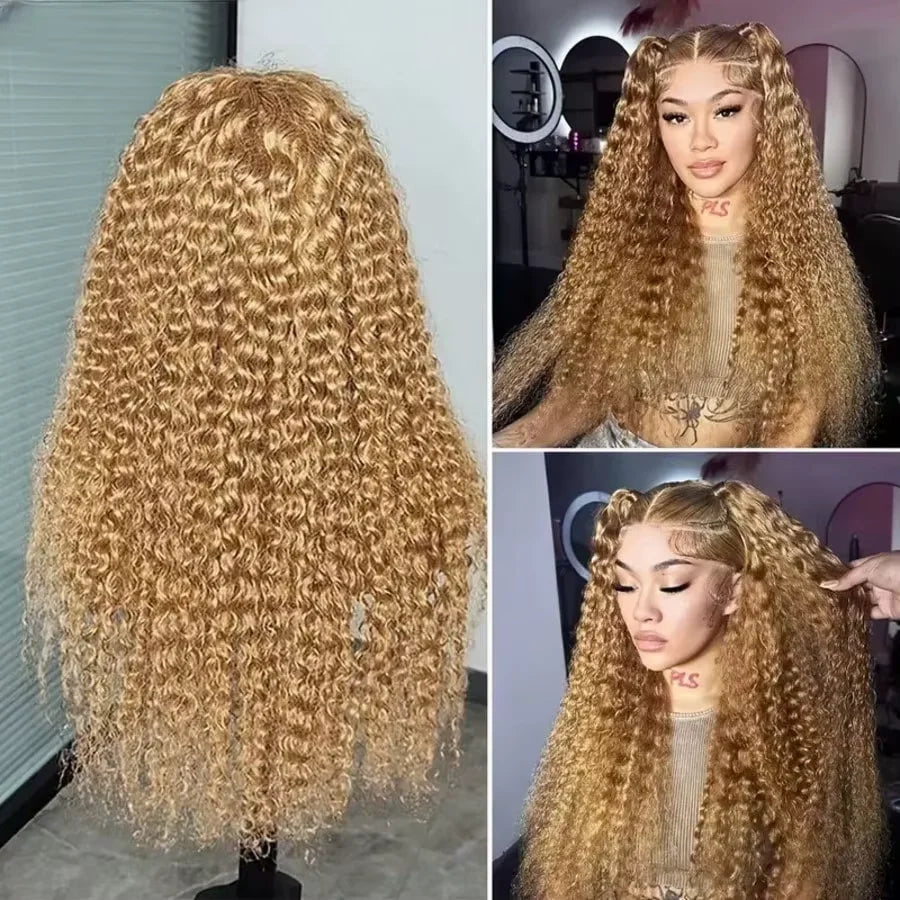34-38 Inch Honey Blonde Human Hair Wig Lace Front Wig