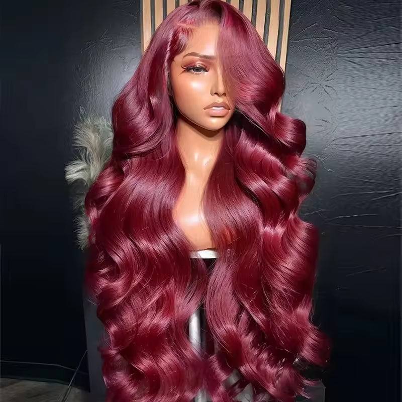High-Definition Burgundy 13x6 Human Hair Lace Wig