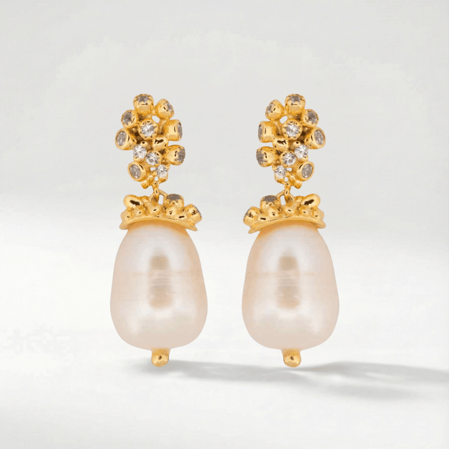 Gold Baroque Pearl Earrings - Lyra - Tucan Trading
