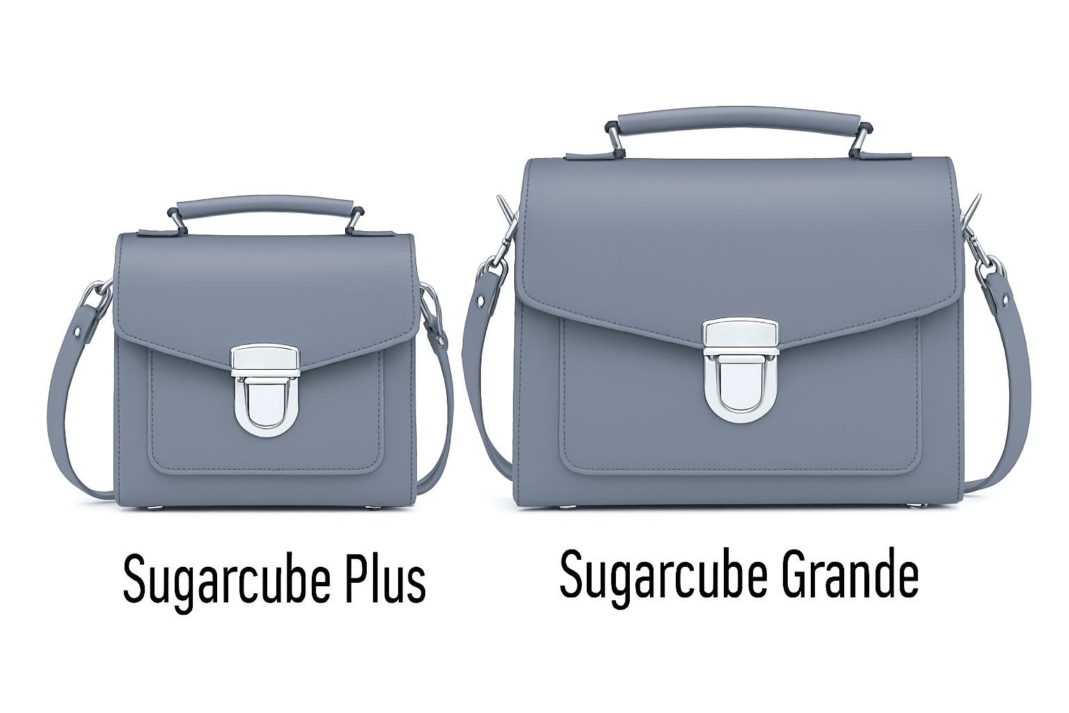 Handmade Leather Sugarcube Handbag - Lilac Grey - Tucan Trading
