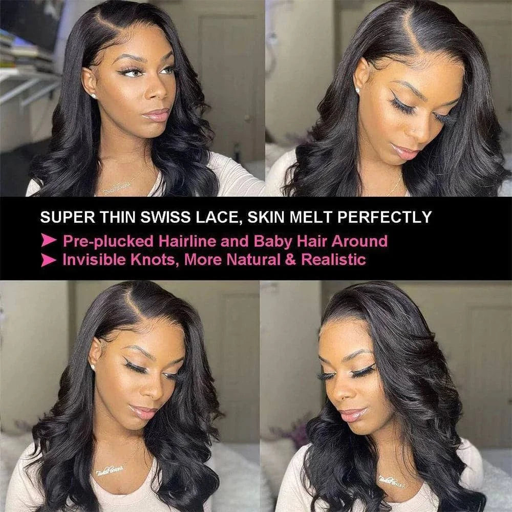 Natural Black Body Wave Remy Human Hair Wigs