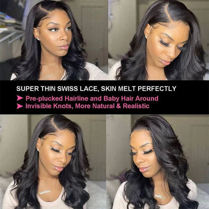 Natural Black Body Wave Remy Human Hair Wigs
