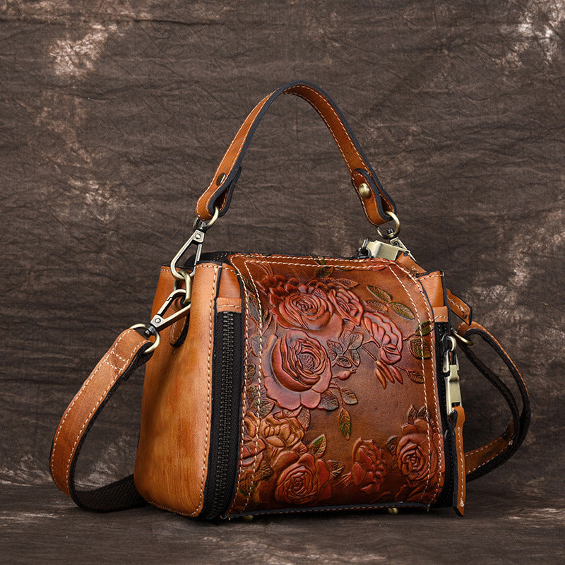 Fashionable Leather Vintage Embossed Handbag