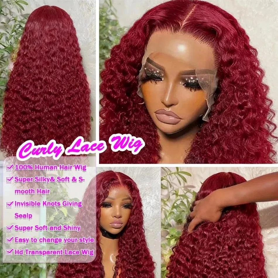 36-38 Inch Burgundy 13x6 hd Lace Frontal Wig