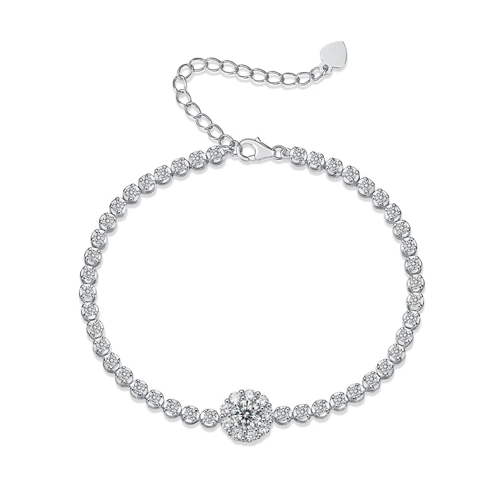 Luxury Fashion Mosan Diamond &amp; Silver Bracelet