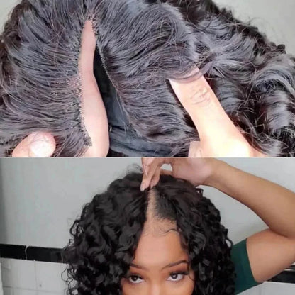 Brazilian V-Part Curly Human Hair Wig