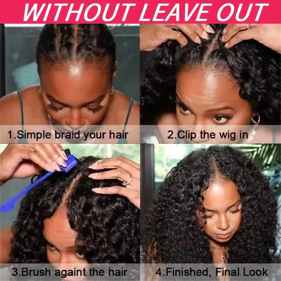 Brazilian V-Part Curly Human Hair Wig
