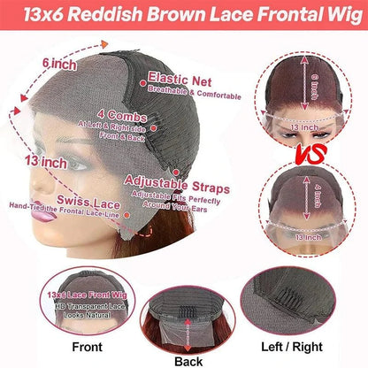 Body Wave Reddish Brown 13x6 Lace Front Human Hair Wig