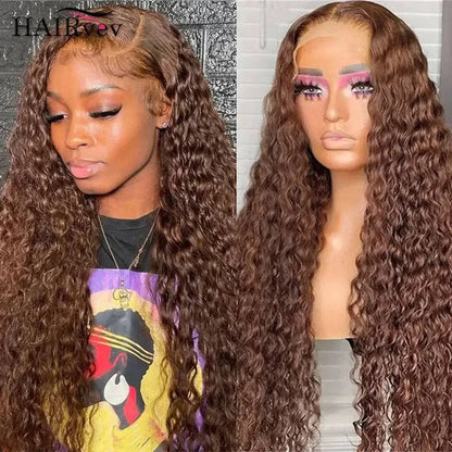 Chocolate Brown 13x6 HD Lace Frontal Curly Deep Wave Human Hair