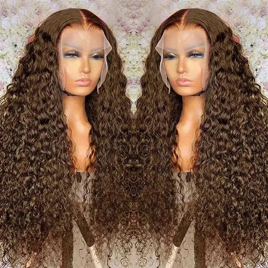 Chocolate Brown 13x6 HD Lace Frontal Curly Deep Wave Human Hair