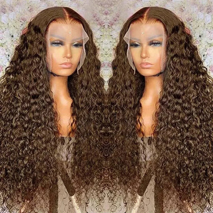 Chocolate Brown 13x6 HD Lace Frontal Curly Deep Wave Human Hair