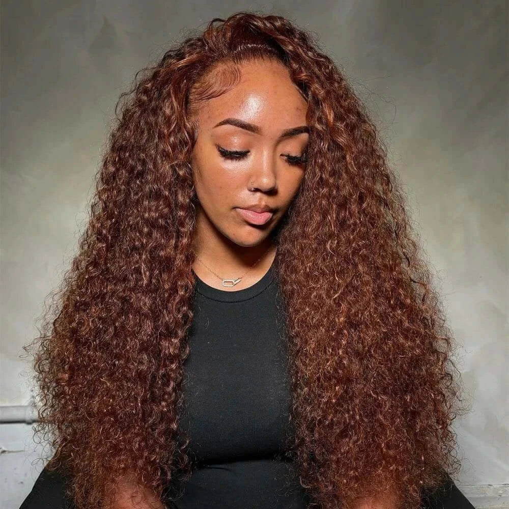 Chocolate Brown 13x6 HD Lace Frontal Curly Deep Wave Human Hair