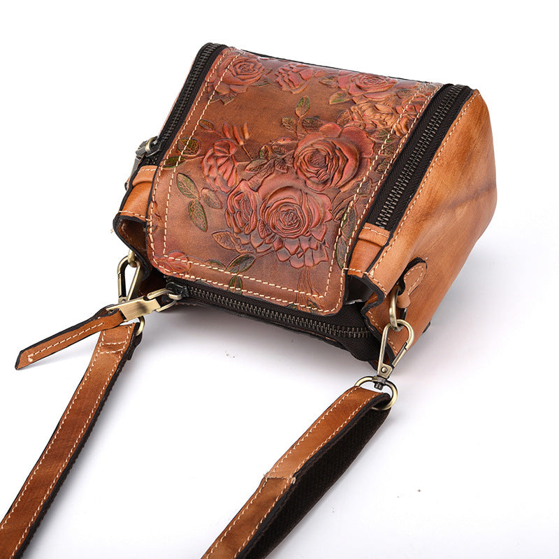 Fashionable Leather Vintage Embossed Handbag