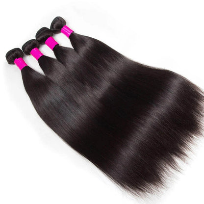 Silky Straight Bundles Human Hair Remy Brazilian Hair Extensions 1/3/4 PCS Natural Black Hair Weave Bundles 14-30 Inches