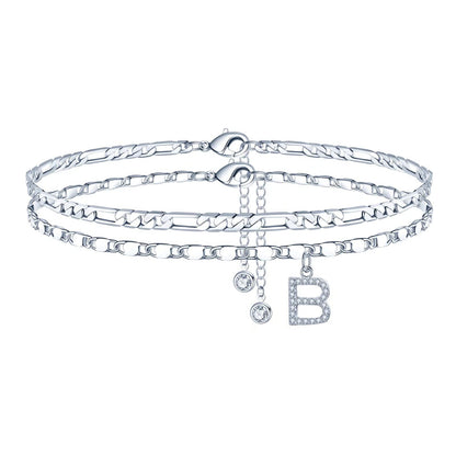 26 - letter English Zircon - inlaid Pendant With An NK Chain, Double - layered - Tucan Trading