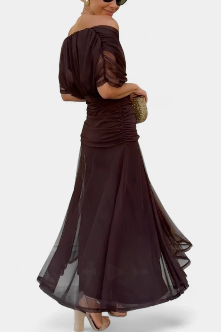 Chiffon Short - sleeved Summer V - neck Long Dress - Tucan Trading