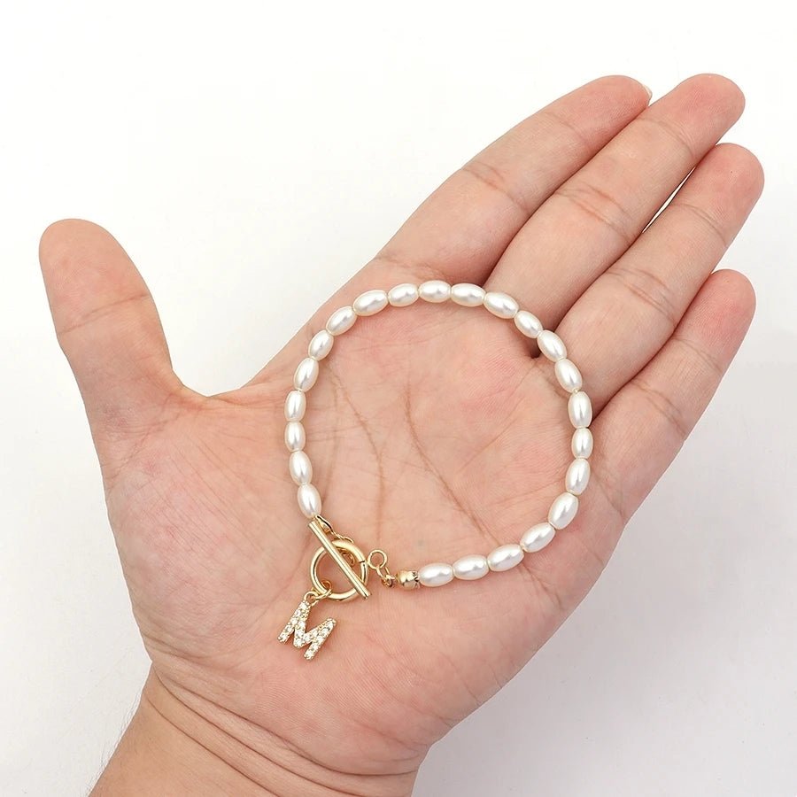 Pave Zircon 26 Initial Bracelet - Tucan Trading