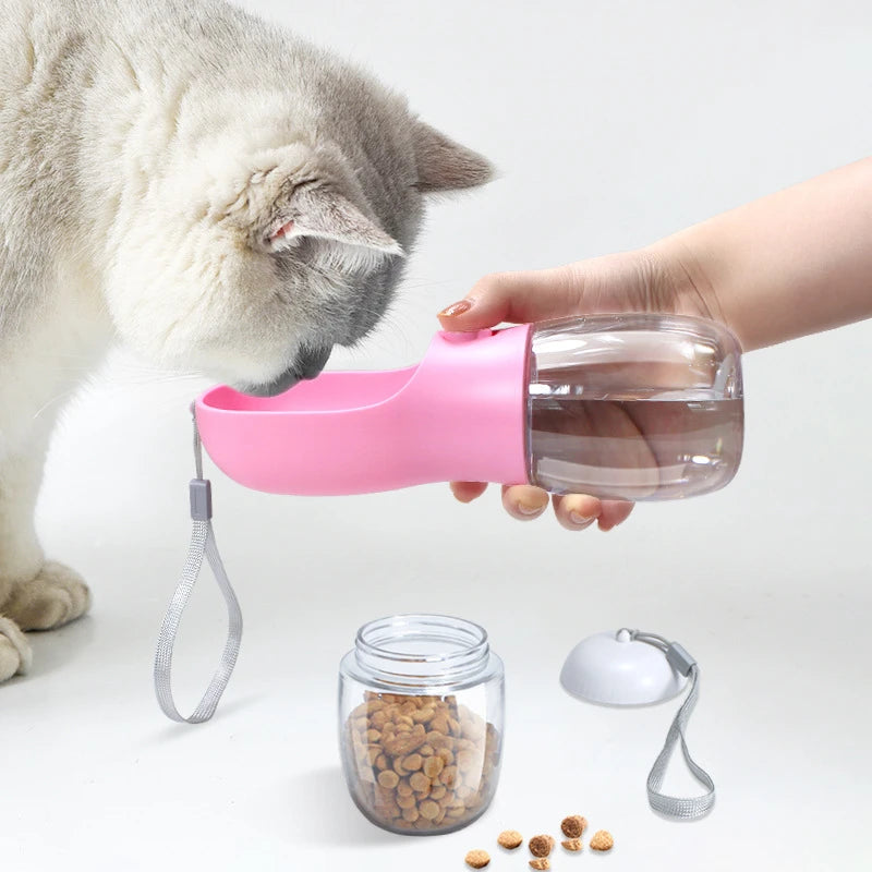 Portable Water Bottle For Pets with Food Container
