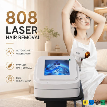 808nm Diode Laser Hair Removal Machine 5Bar Permanent Painless Ice Cooling Hair Reduction for Full Body Bikini Line Hair Removal