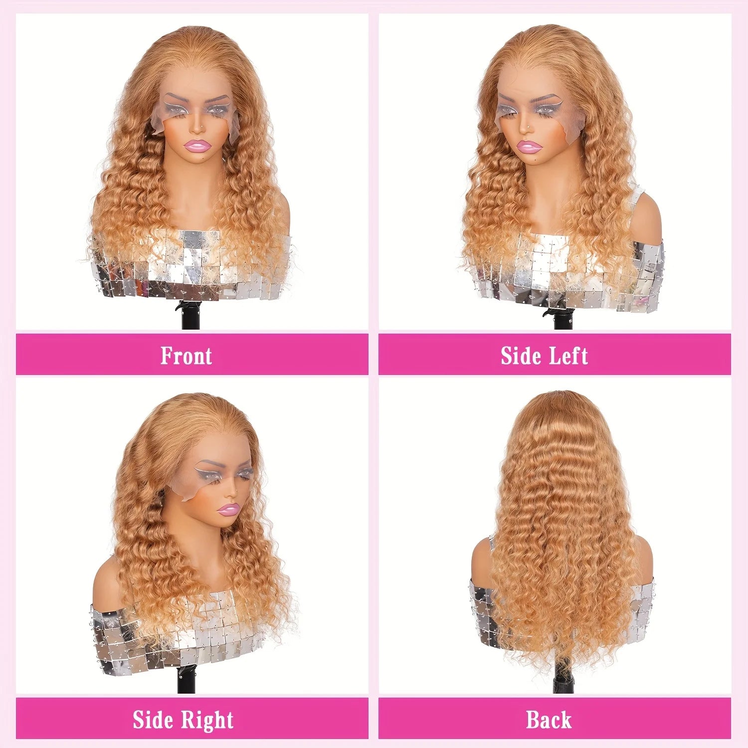 34-38 Inch Honey Blonde Human Hair Wig Lace Front Wig