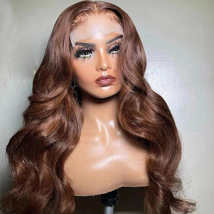 Chocolate Brown 4x4 Lace Closure Human Hair Wig