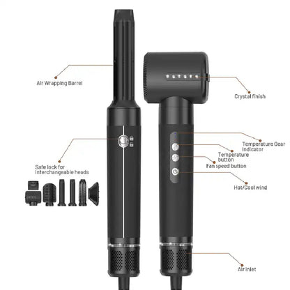 Professional Hair Dryer 7 in 1 Hair Styling Tools Complete Styler Set