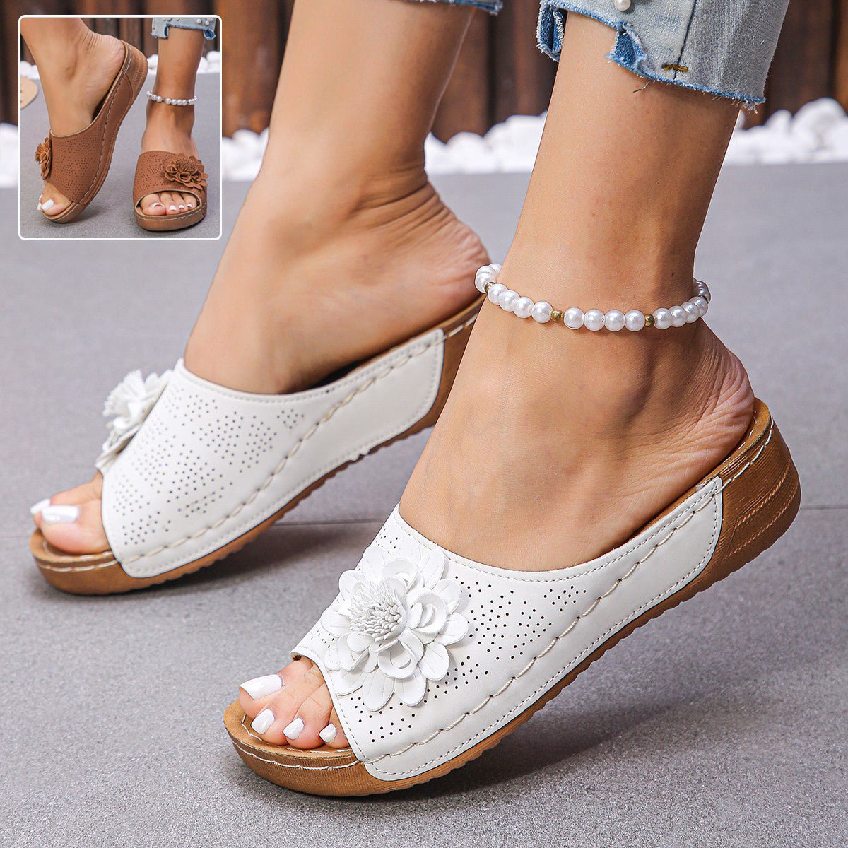 Flower Wedges Retro Sandals - Tucan Trading