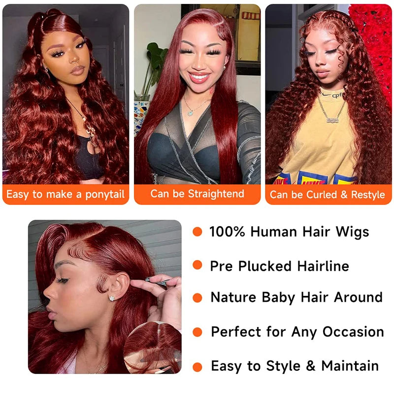 Body Wave Reddish Brown 13x6 Lace Front Human Hair Wig