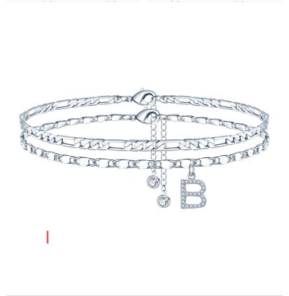 26 - letter English Zircon - inlaid Pendant With An NK Chain, Double - layered - Tucan Trading