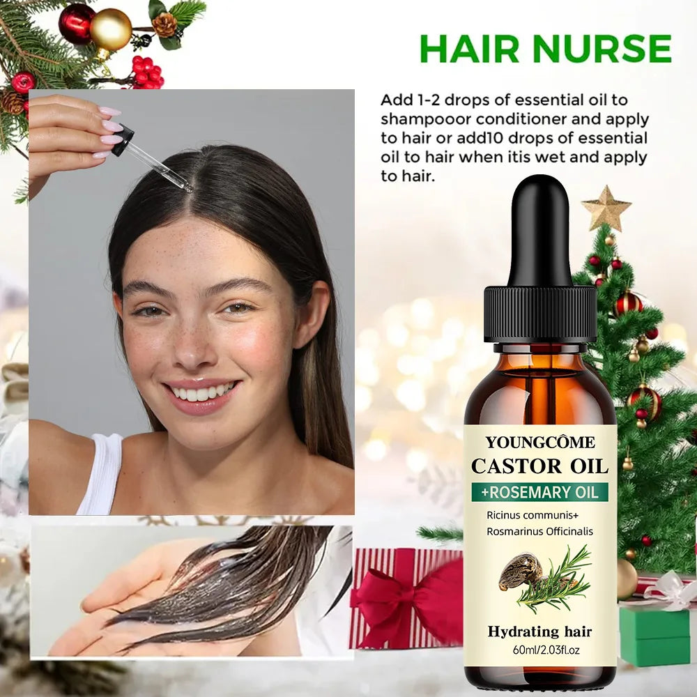Mix Castor Oil and Rosemary Oil for Hair Growth - Enhances hair thickness and Shine