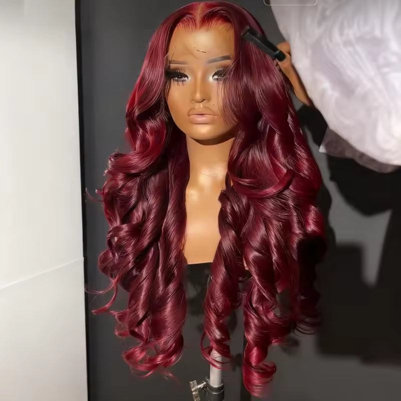 High-Definition Burgundy 13x6 Human Hair Lace Wig