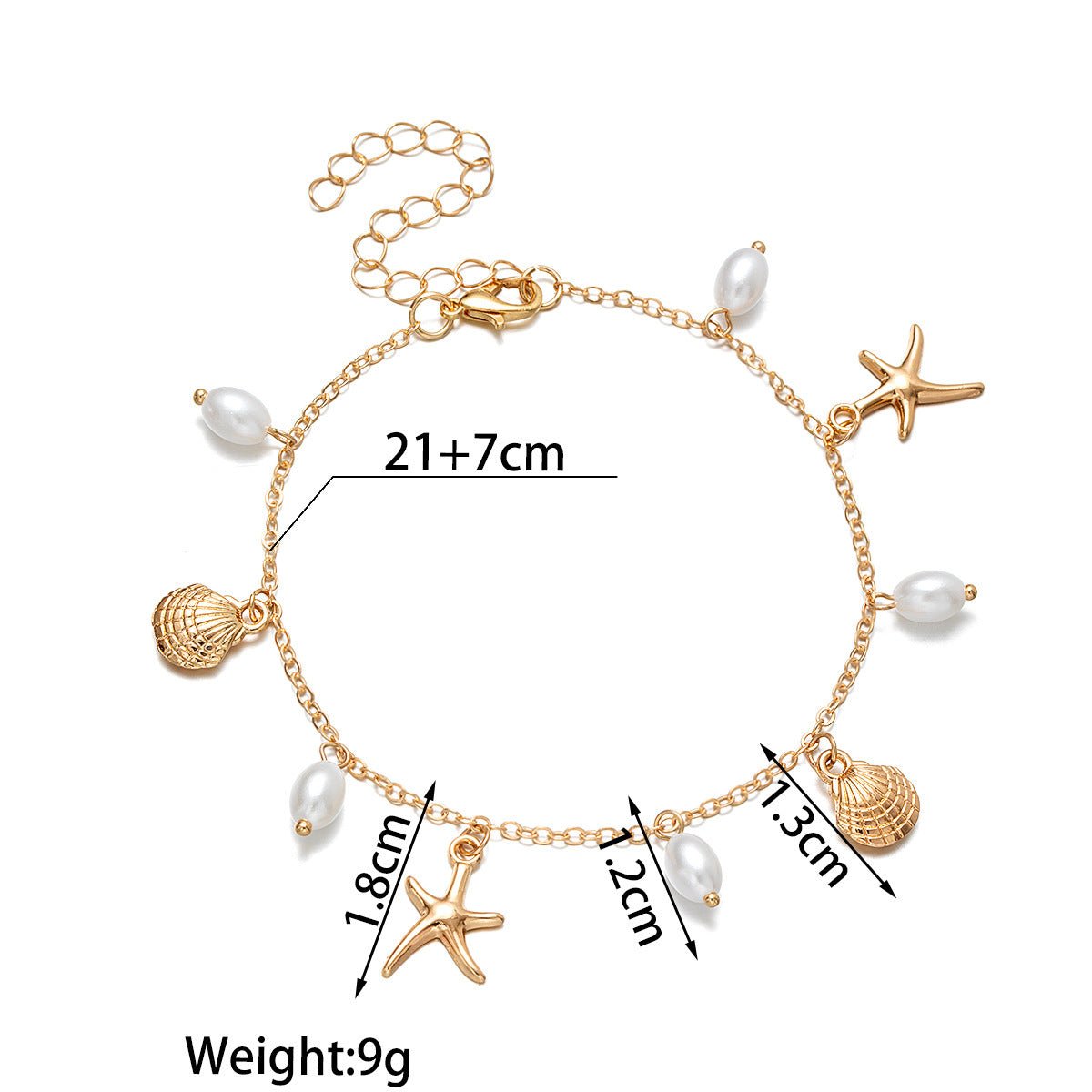 Adjustable Alloy Starfish Pendant Anklet For Women - Tucan Trading