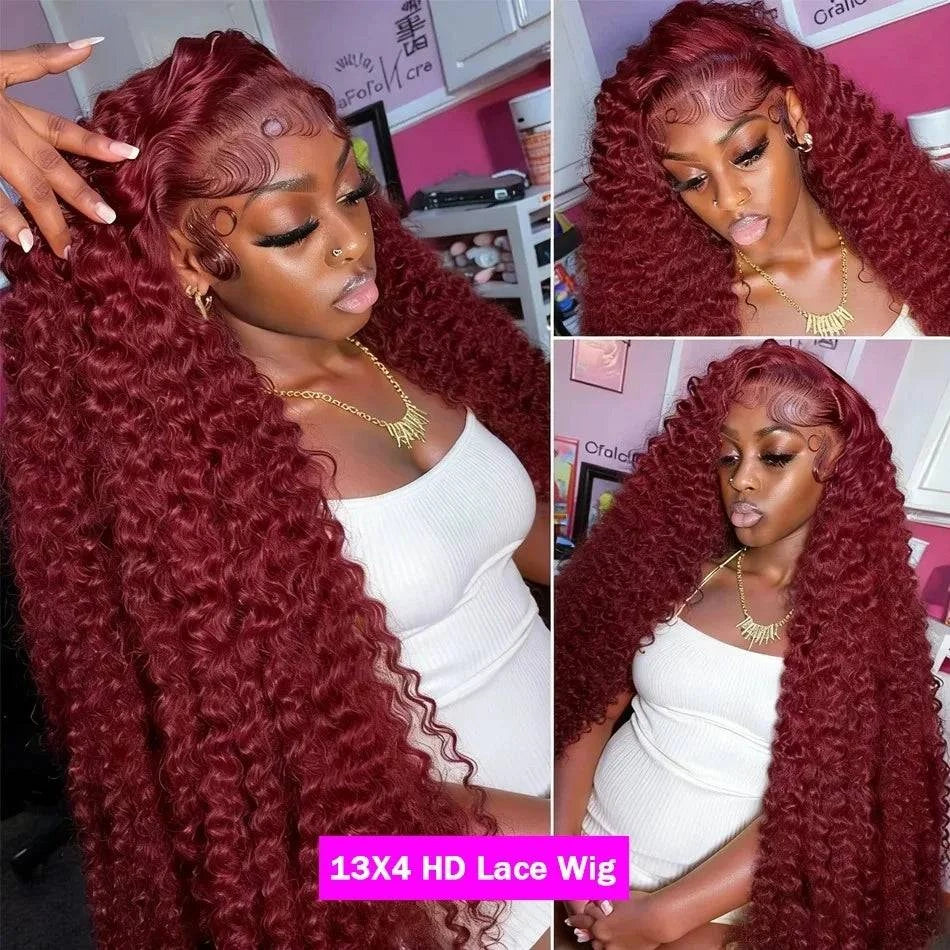 36-38 Inch Burgundy 13x6 hd Lace Frontal Wig