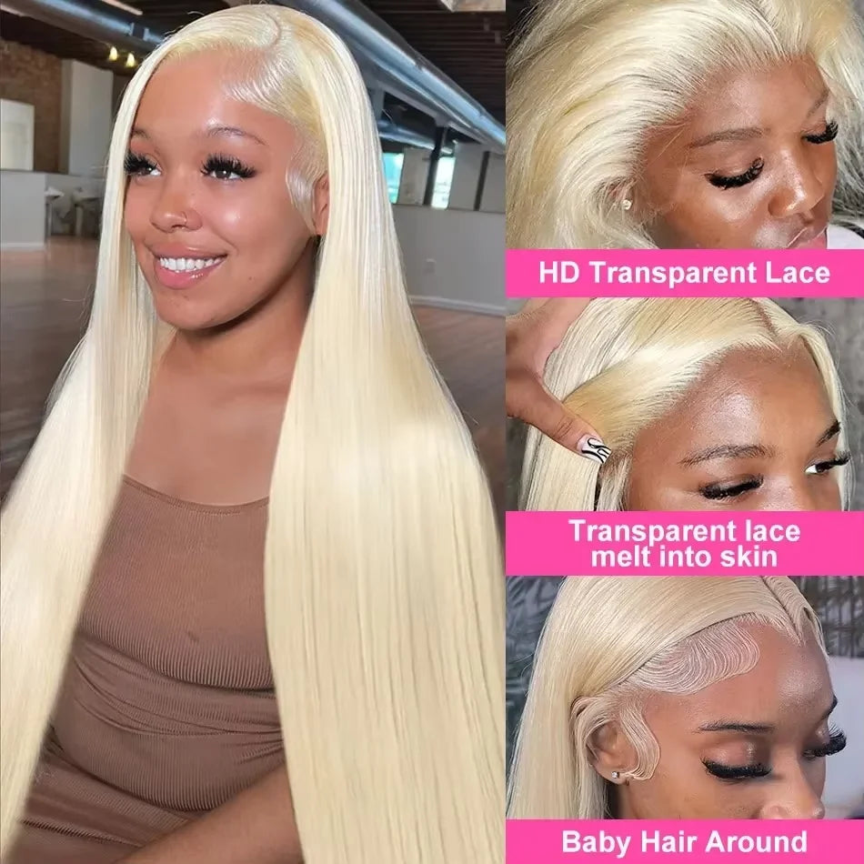 38 inch 613 Blonde 200% Density 13x4 Lace Front Human Hair Wig