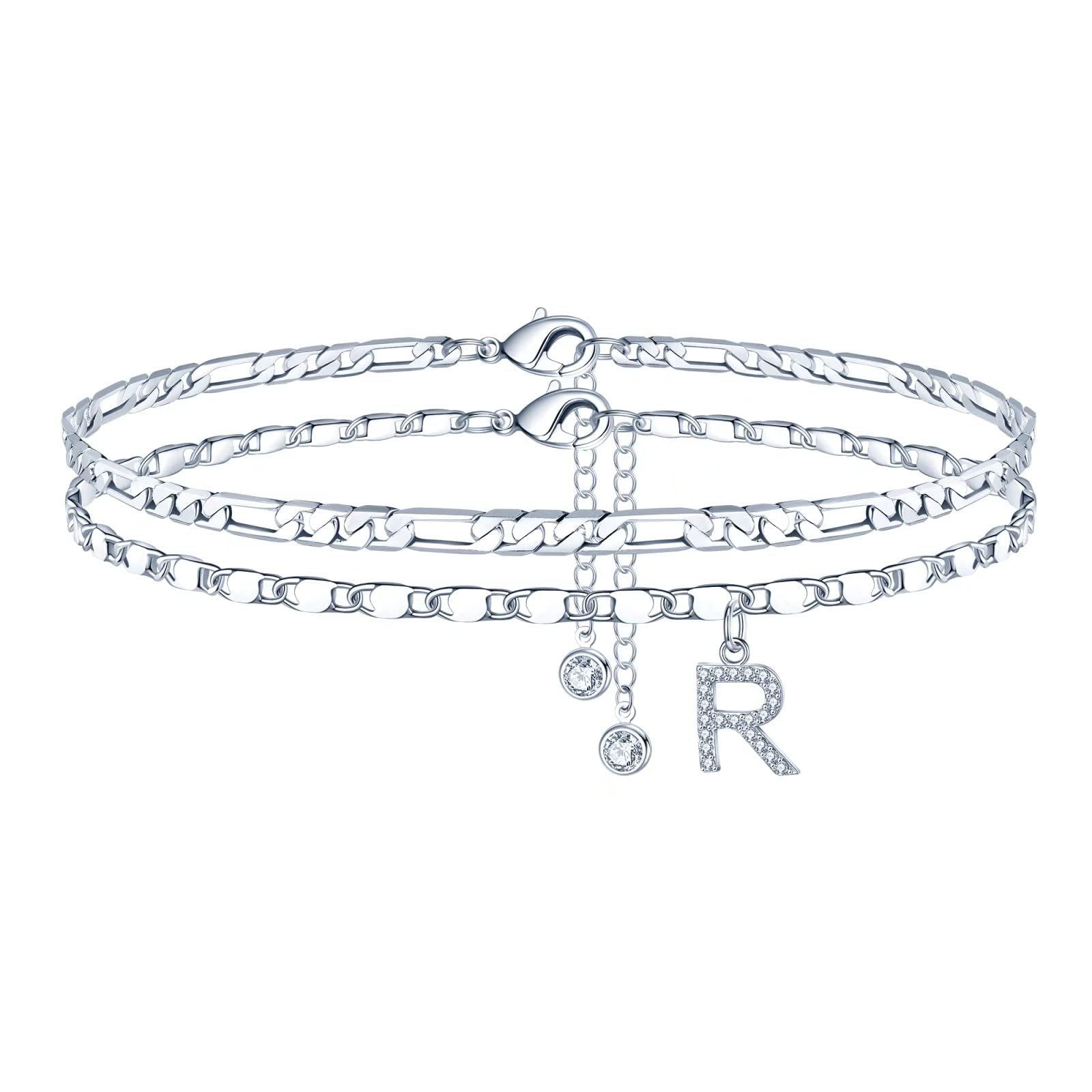 26 - letter English Zircon - inlaid Pendant With An NK Chain, Double - layered - Tucan Trading